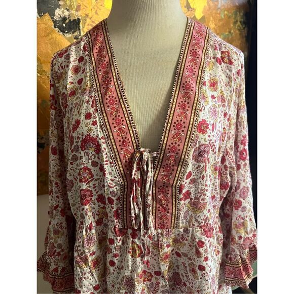 Cynthia Rowley Woman Pink Floral Gypsy V-Neck Tunic 2X - Picture 8 of 9